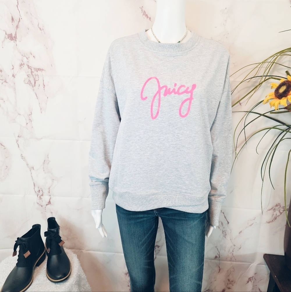Juicy Couture Sport Gray Logo Crewneck Sweatshirt Women Medium Athleisure